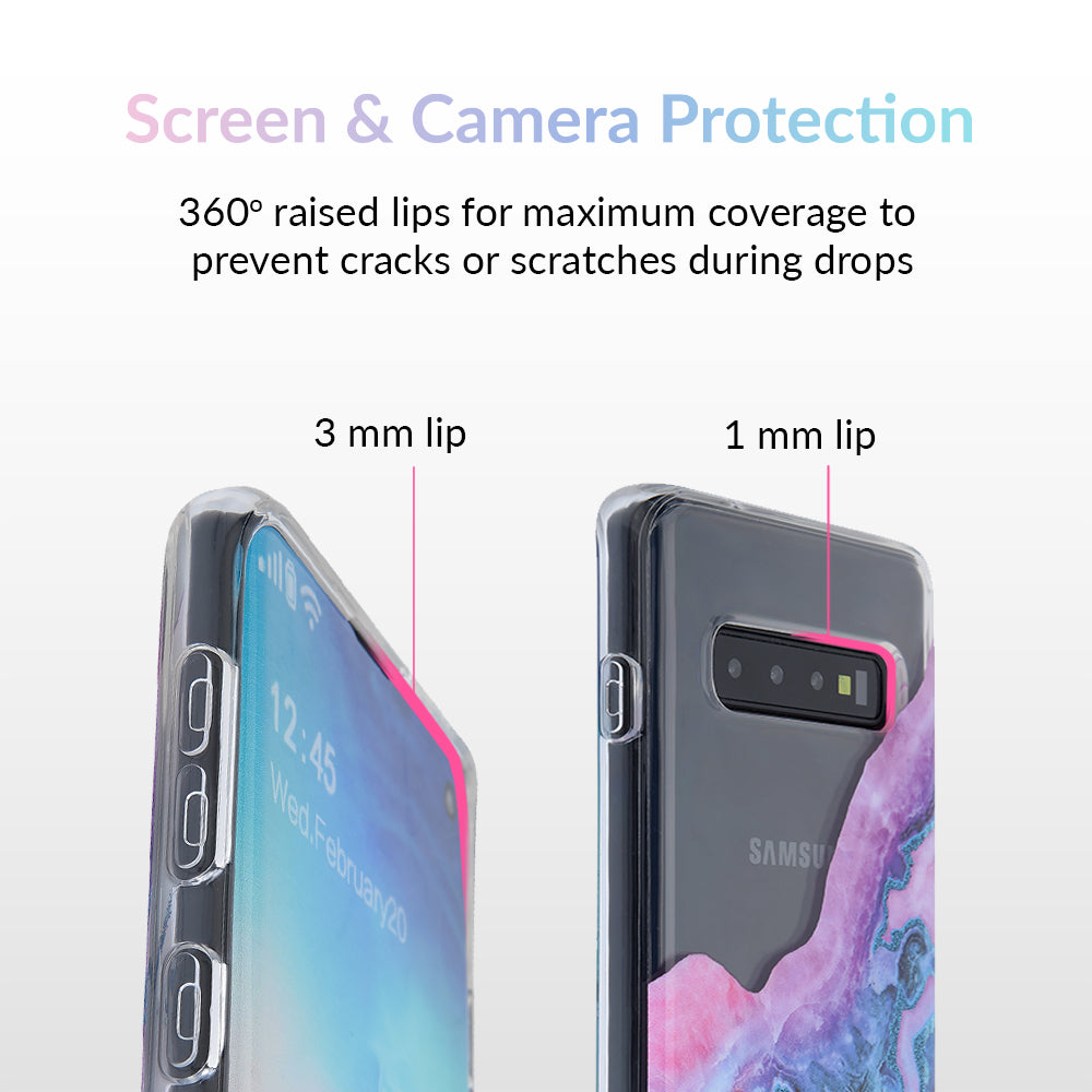 Geode Glitter Clear Samsung Phone Case - Shatterproof Protective Cover for Galaxy S21/S20/Note 20 - Sparkle Crystal Design for Women & Girls - Perfect for Daily Use, Parties & Gift Giving