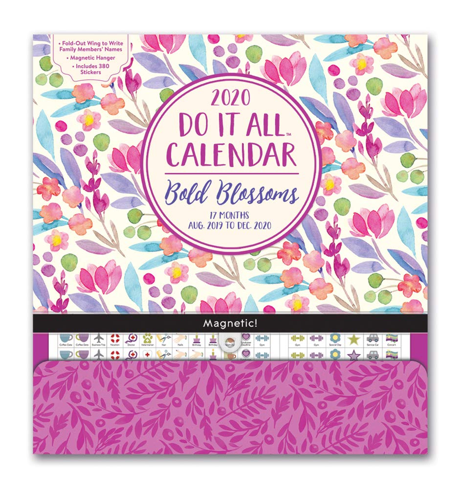 Orange Circle Studio 2020 Do It All Magnetic Wall Calendar - Bold Blossoms Design | Perfect for Home, Office & School Organization | Dry Erase Surface for Easy Planning
