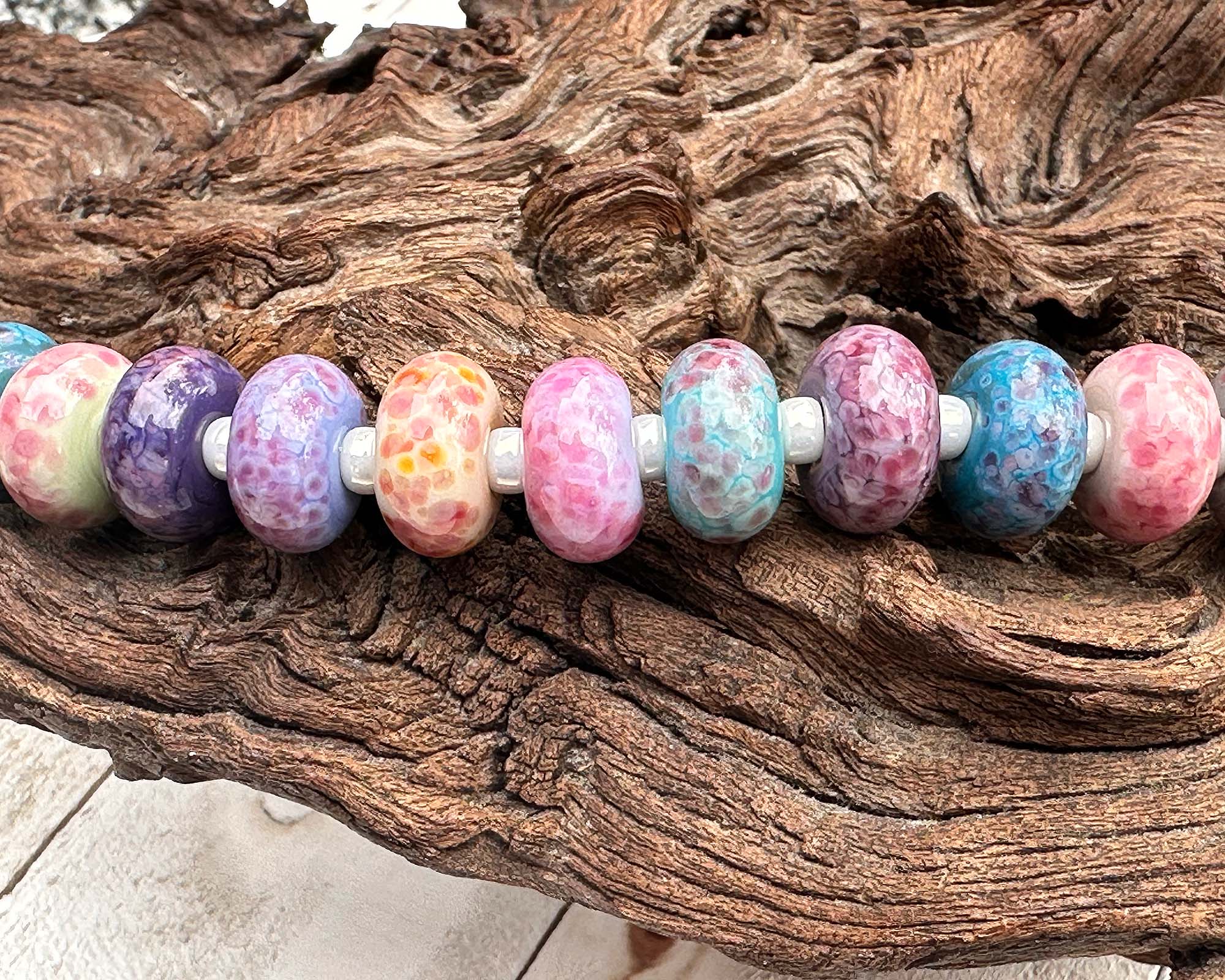 19pcs Candy Pink Lampwork Glass Beads Set for Jewelry Making - DIY Bracelets, Necklaces & Craft Projects - Perfect for Gifts & Home Decor