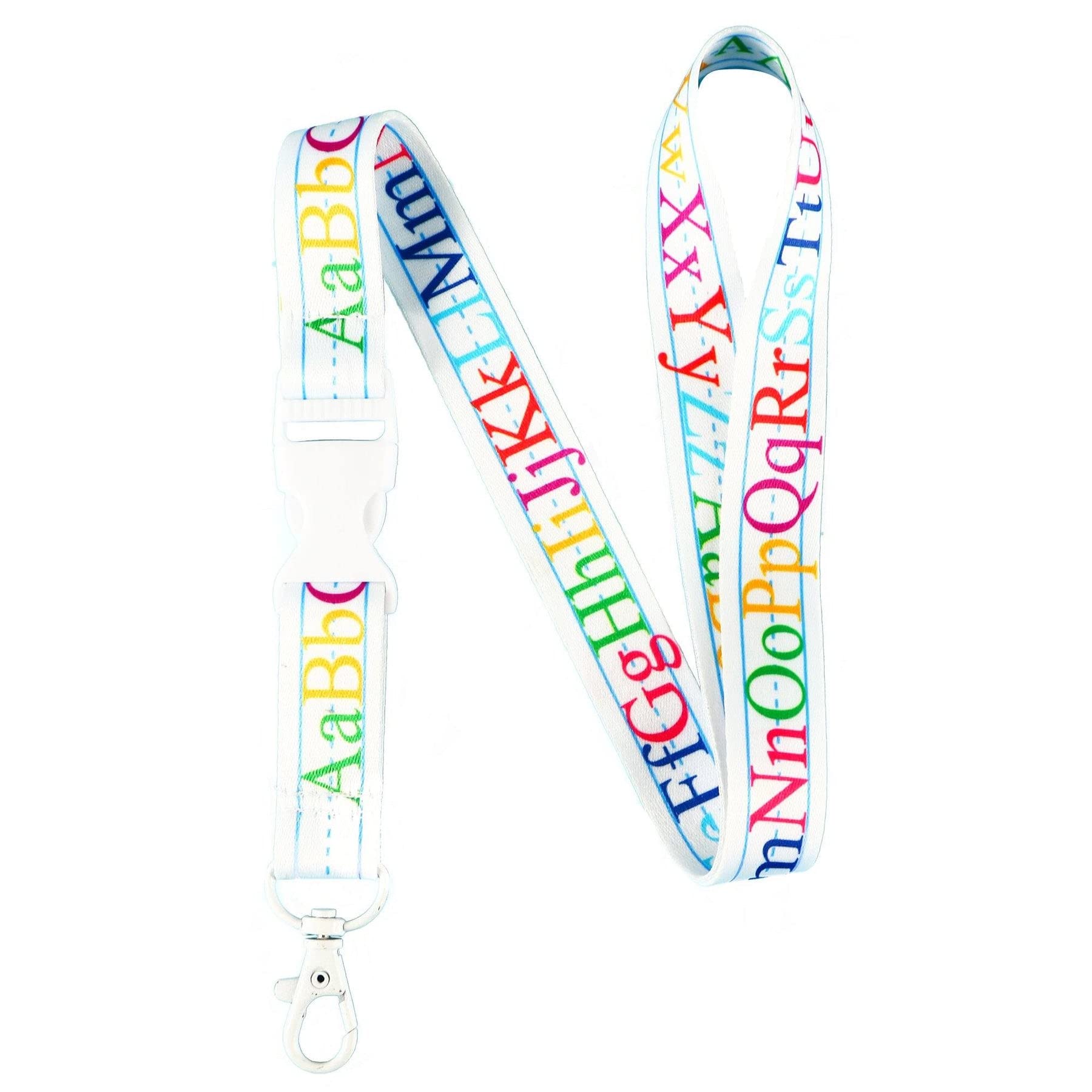 Alphabet Lanyard Keychain with Quick Release - Teacher ID Badge Holder for School & Office (10 Pack)