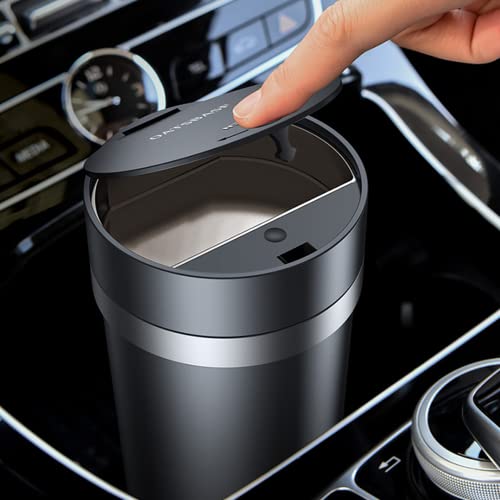 Tumecos Car Trash Can with Lid - Vehicle Cup Holder Garbage Bin for Automotive Waste, Dust Box for Cars, SUVs & Trucks (Black) - Perfect for Road Trips, Commuting & Keeping Your Car Clean