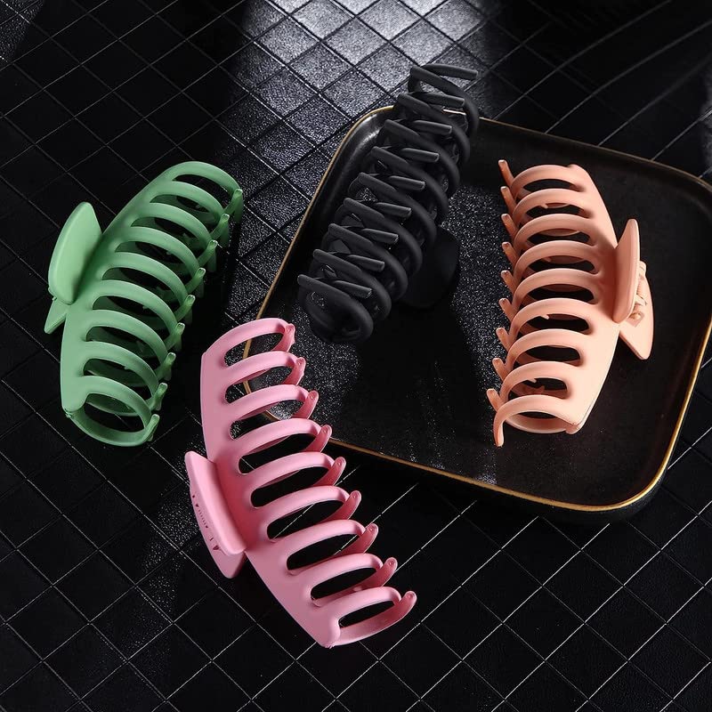 FAMEZA 4-Piece Large Hair Claw Clips for Thick & Long Hair - 4.4 Inch Big Barrettes for Women & Girls - Heavy Duty Hair Clamps in Multicolor - Perfect for Ponytails, Buns & Everyday Styling