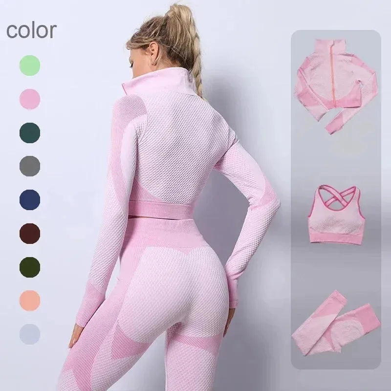 Seamless Long Sleeve Yoga Outfits for Women - 2 or 3 Piece Workout Sets | Gym, Running & Fitness Clothes | Perfect for Yoga, Pilates & Active Lifestyles