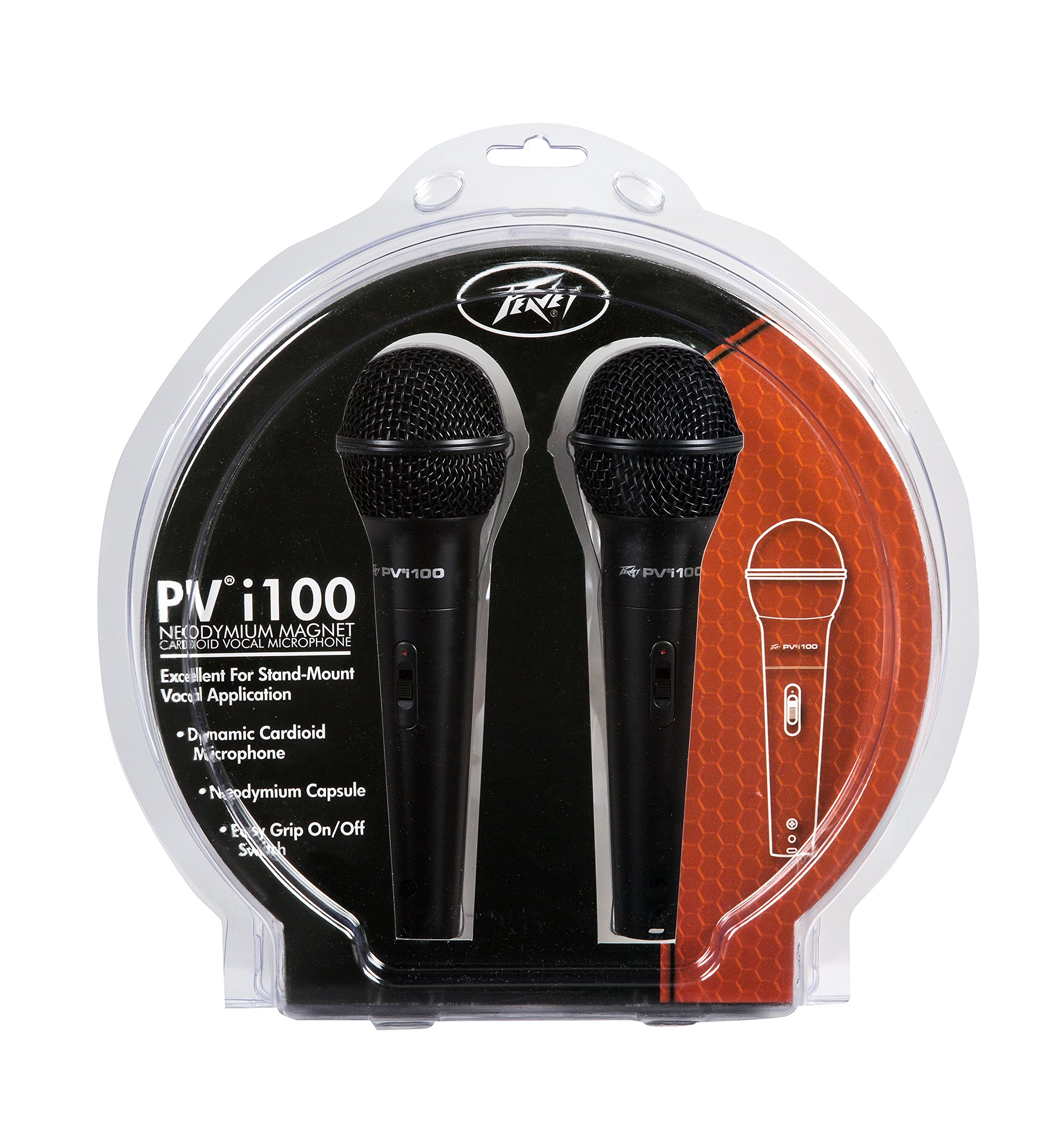 Peavey PVI 100 Professional Dynamic Cardioid Microphone - 2 Pack for Live Performances, Podcasting & Studio Recording