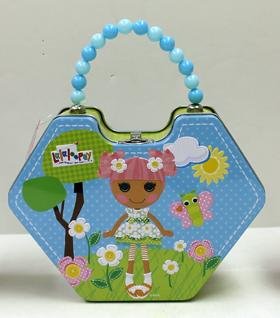 Lalaloopsy Blue Diamond-Shaped Tin Box - Perfect for Lunch, Jewelry Storage & Handbag Organizer | Stylish Beaded Handle for Kids & Teens | Great for School, Travel & Gift Giving