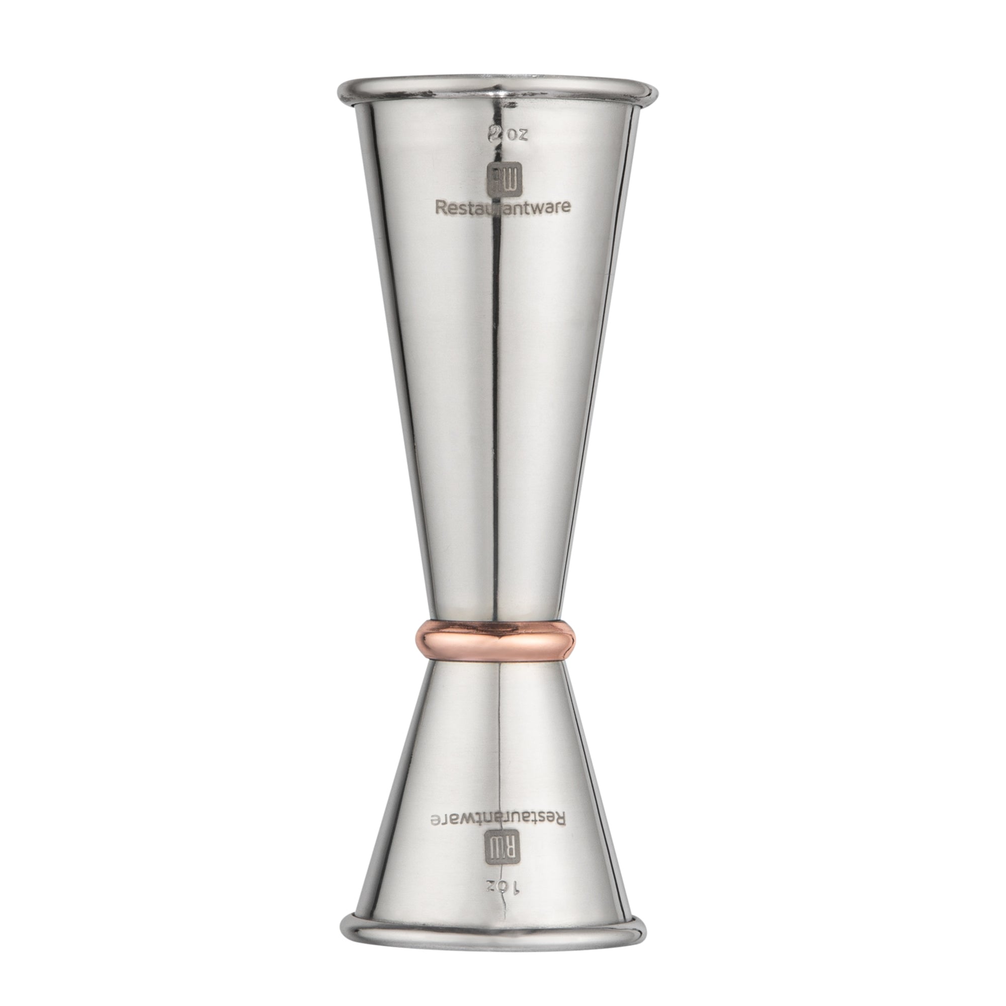 Premium 1 oz & 2 oz Stainless Steel Cocktail Jigger - Japanese Style Bar Tool with Mirrored Finish & Copper Plated Ring - Perfect for Mixing Drinks, Home Bars & Professional Bartending