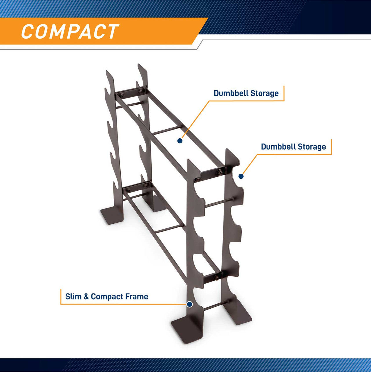 Marcy DBR 56 Compact Dumbbell Rack - Space-Saving Home Gym Equipment for Strength Training & Weight Lifting - Perfect for Small Spaces, Basements & Home Workouts