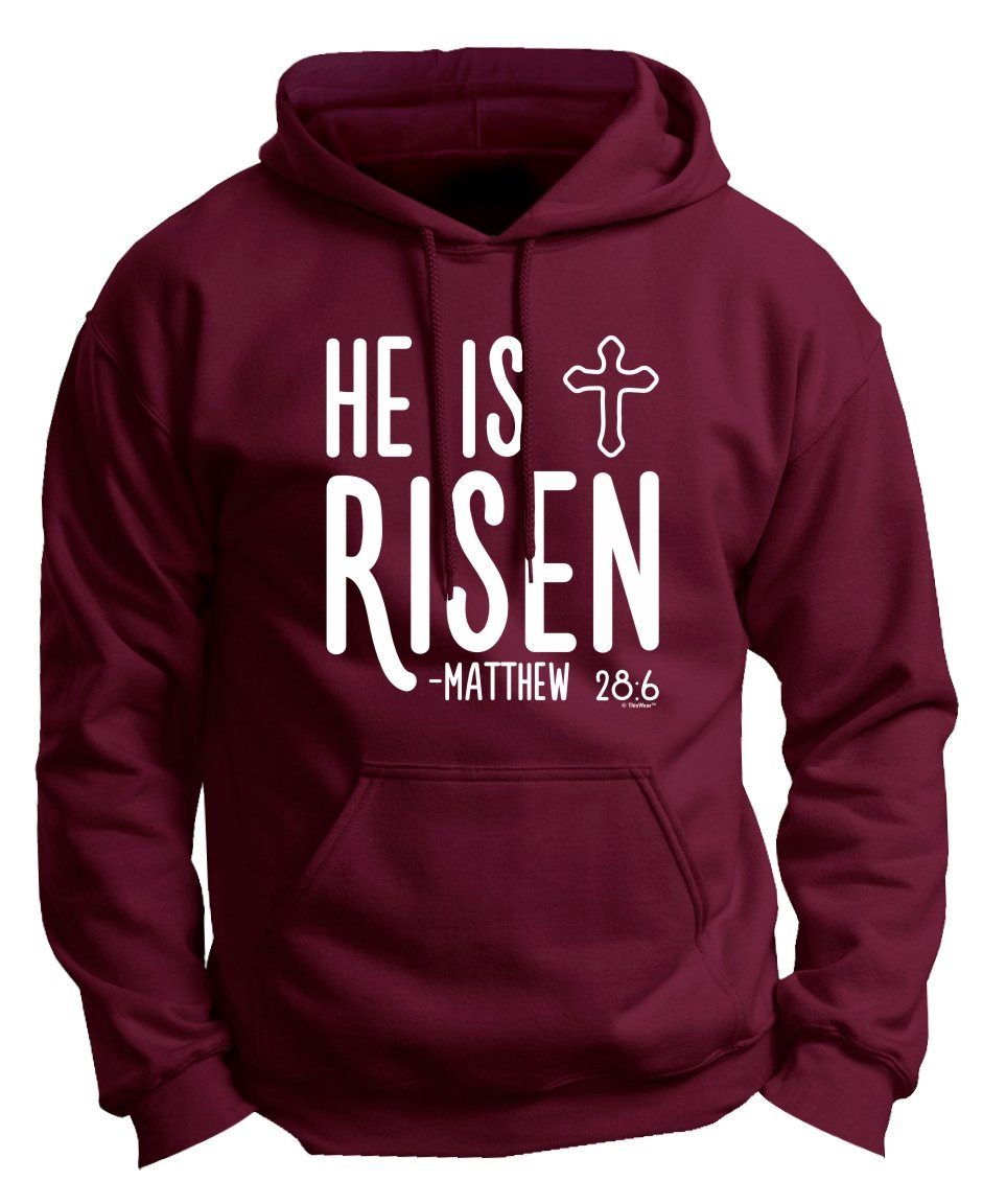 He is Risen Matthew 28:6 Easter Bible Verse Premium Hoodie - Christian Apparel for Church, Bible Study & Easter Sunday Celebration