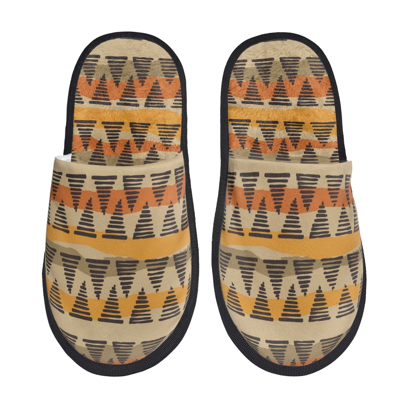 Tribal Ethnic Geometric Slippers for Men & Women - Cozy Winter Indoor House Shoes with Soft Plush Lining - Perfect for Home, Lounge & Cold Weather Comfort