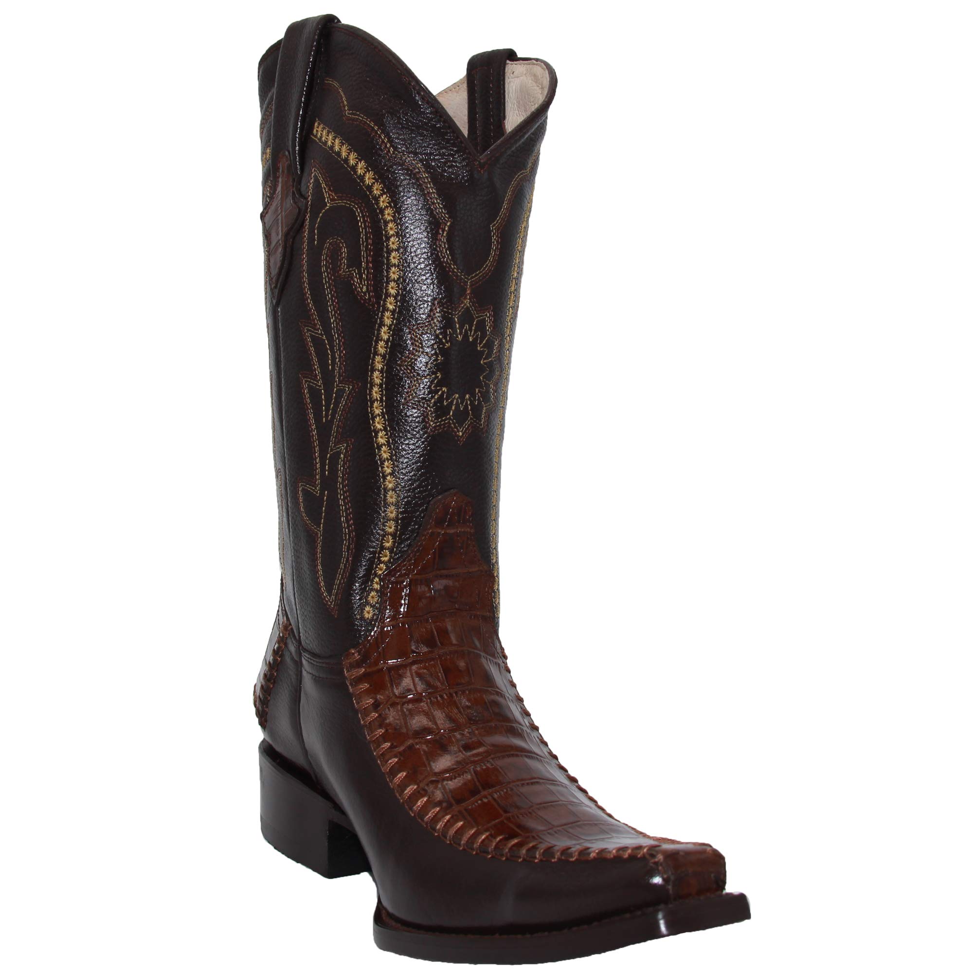 Authentic Men's Cowhide Leather Western Boots with Crocodile Print - Stylish & Durable Cowboy Boots for Rodeo, Country Music Festivals & Western Fashion