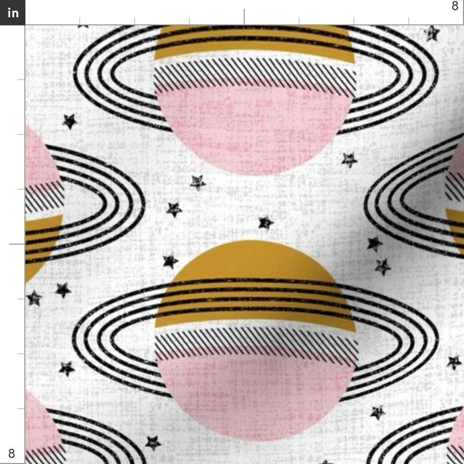 Planet Sky Space Outer Space Planets Mid Mod Printed Cotton Poplin Fabric - Fat Quarter for Sewing, Quilting, Dresses & Apparel - DIY Craft Projects & Home Decor
