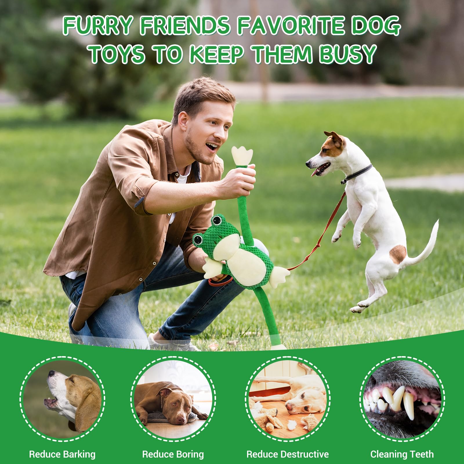 WinTour Durable Puppy Toys for Small & Large Dogs - Interactive Squeaky Chew Toys, Tug of War Rope Toy for Aggressive Chewers (Non-Indestructible) - Perfect for Playtime, Training & Keeping Dogs Busy Indoors/Outdoors