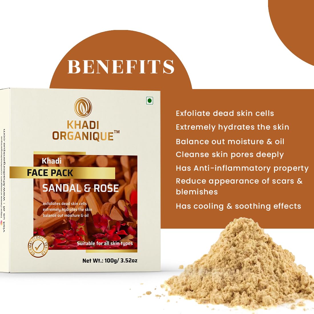 Khadi Organique Sandalwood & Rose Face Pack for Glowing Skin - 2 Pack | Natural Ayurvedic Skincare for Dry & Dull Skin | Perfect for Daily Use & Spa Nights