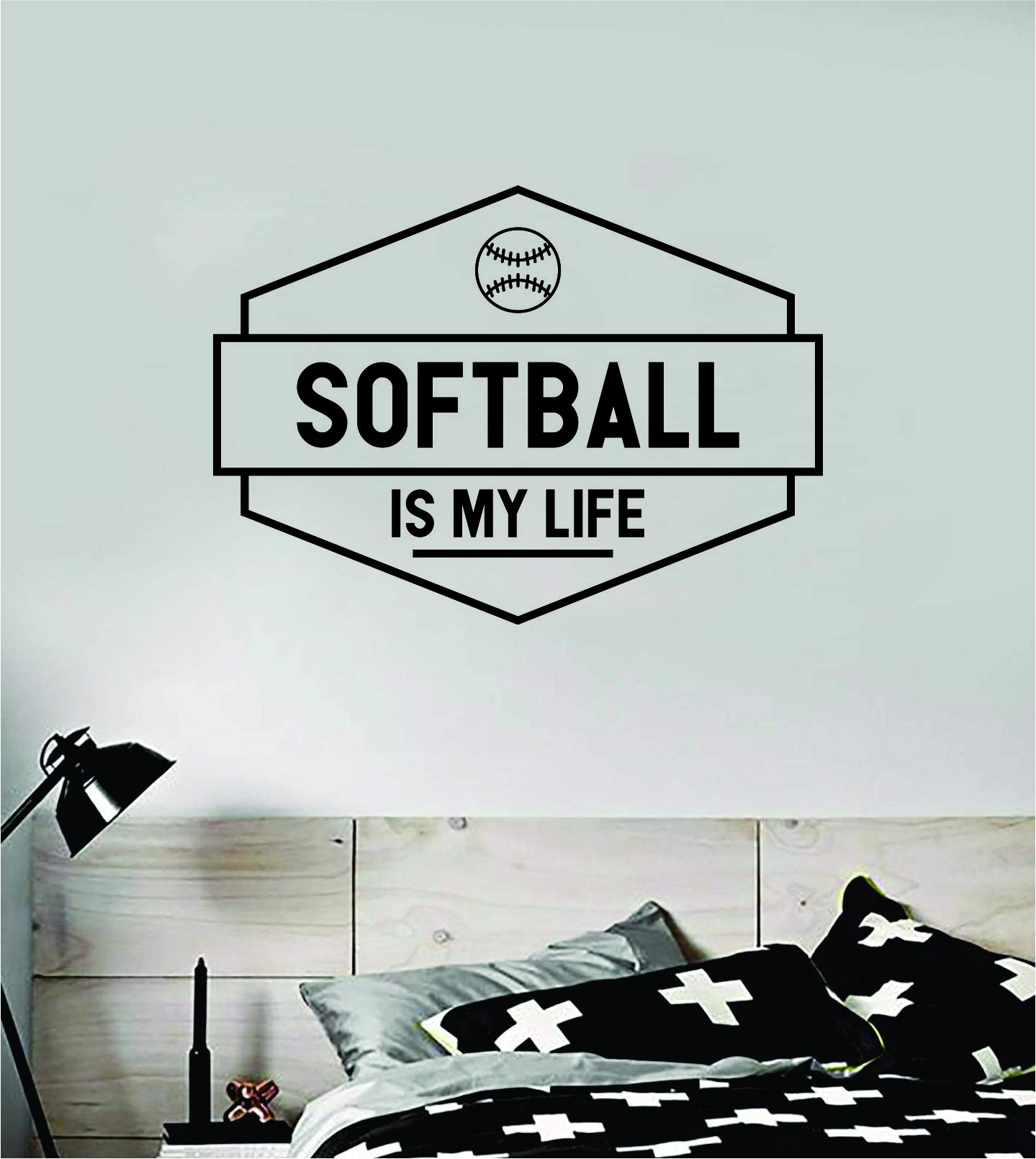 Softball is My Life V3 Wall Decal Sticker - Vinyl Art for Bedroom & Room Decor - Inspirational Sports Quote for Teens, Boys & Girls - Baseball Motivational Decor for Players, Team Spirit - Perfect for Bedrooms, Locker Rooms & Sports Themed Spaces