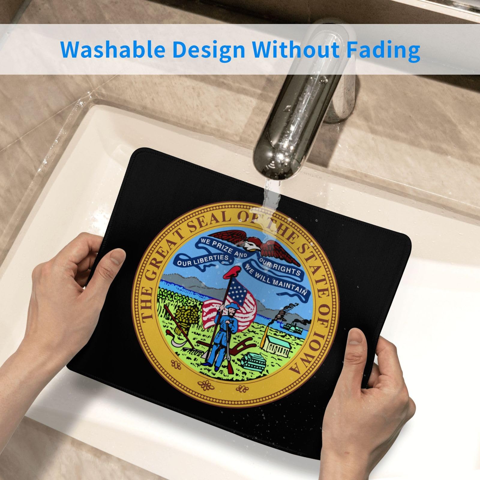 SIYTUAU Iowa State Seal Mouse Pad - Waterproof, Non-Slip Rubber Base - 10x12 Inch Office & Gaming Mousepad for Laptop & PC - Perfect for Work, Gaming & Home Office Use