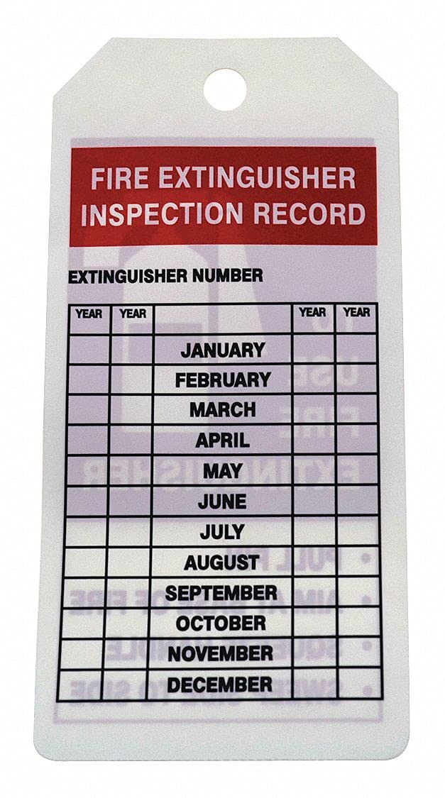 Accuform 10 mil PF Cardstock Fire Extinguisher Inspection Tags on a Roll - 6-1/4