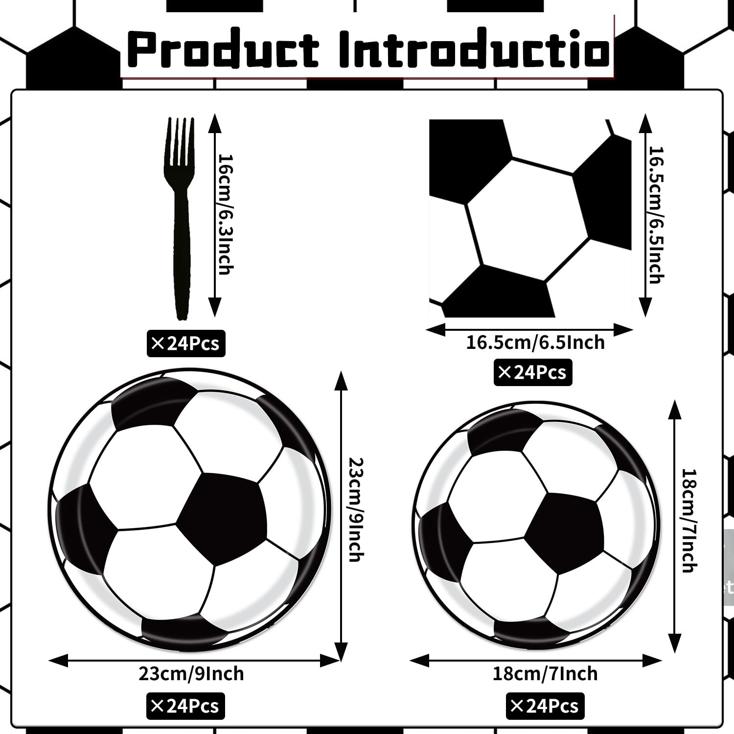 Rakuto 96PCS Soccer Birthday Party Supplies Set - 24 Dinner Plates, Napkins & Forks for Kids Sports Themed Party Decorations | Perfect for Baby Showers, Birthday Celebrations & Soccer Team Events