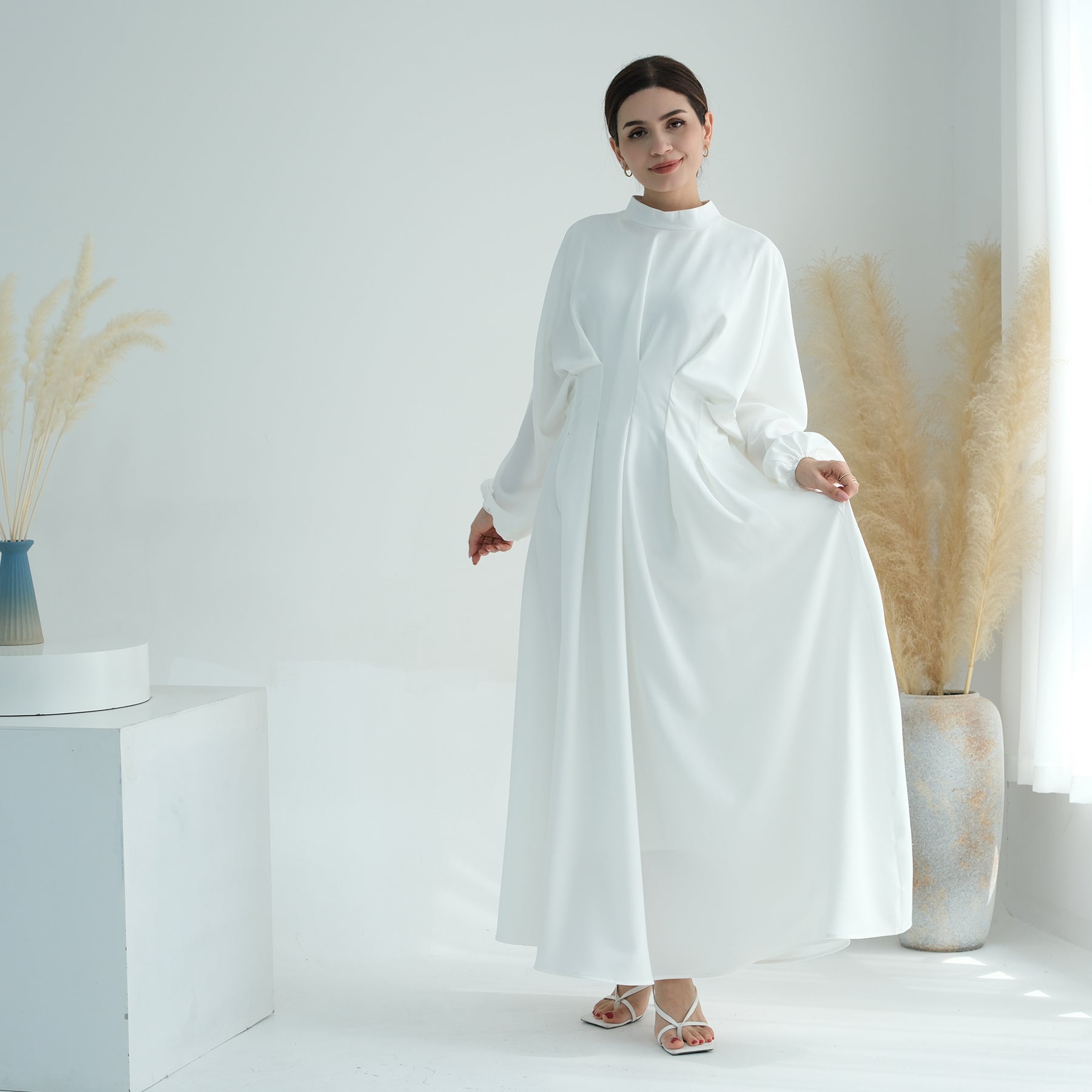 Madison Long Sleeve Maxi Dress for Women - Elegant White Flowy Evening Gown - Perfect for Weddings, Parties & Special Occasions
