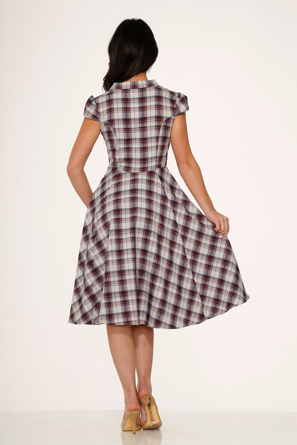 Stylish Brown Plaid Swing Dress for Women - Flattering A-Line Fit, Perfect for Casual Outings, Parties & Date Nights