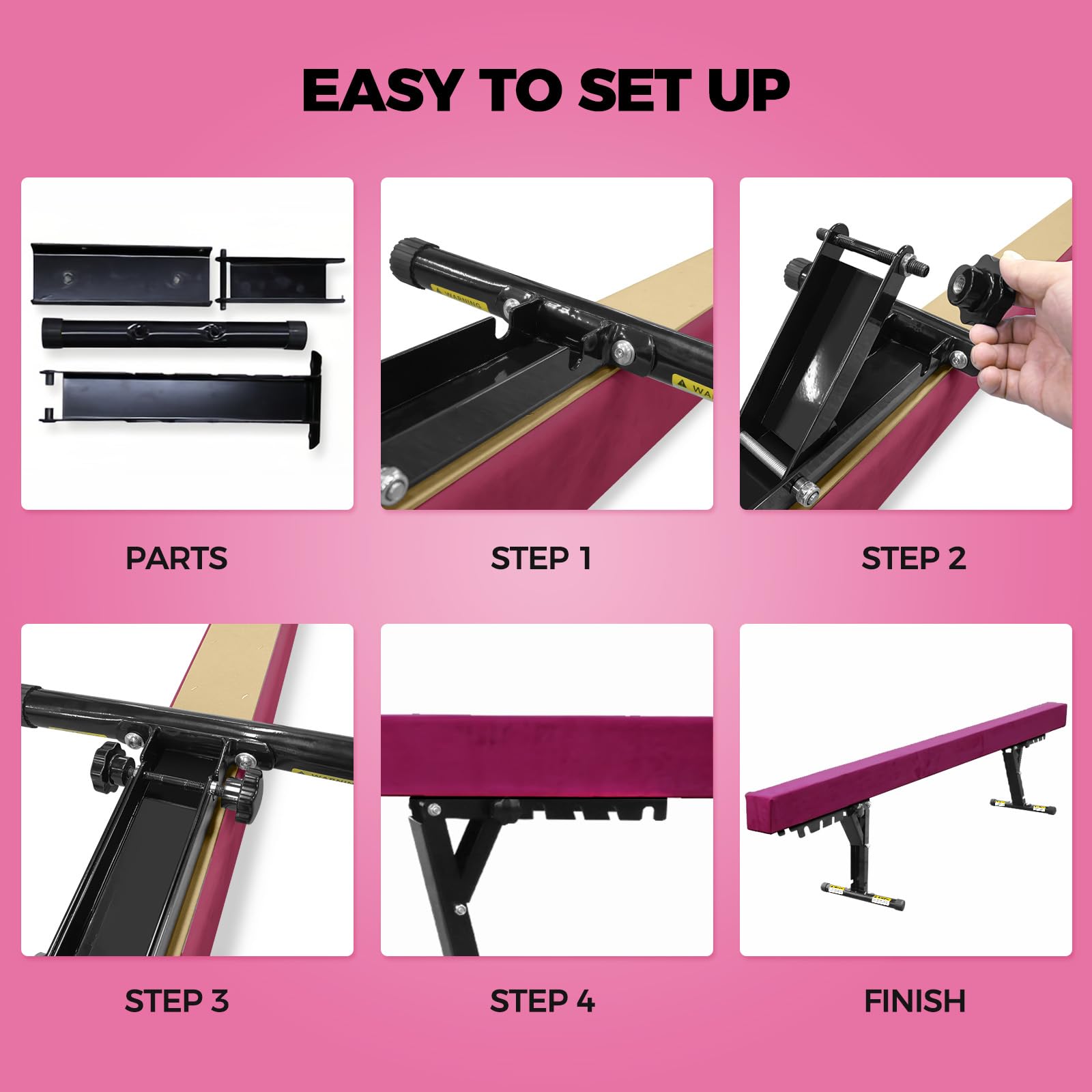 8ft Adjustable Balance Beam for Gymnastics - FINCOME High/Low Floor Beam with Legs for Kids & Adults - Professional Training Equipment for Home, Gym & Clubs - Perfect for Practice, Exercise & Skill Development
