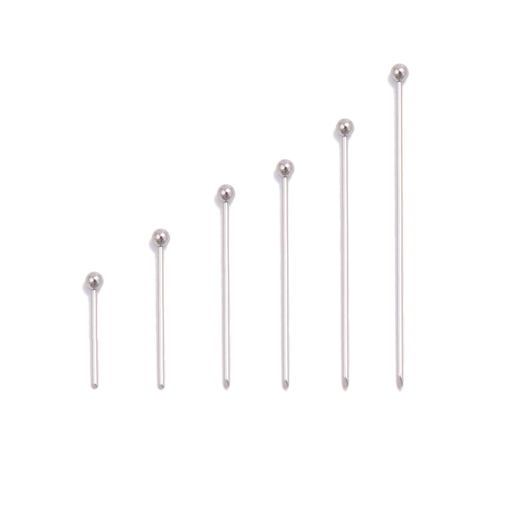 304 Stainless Steel Ball Head Pins - 18mm, 20mm, 25mm, 30mm, 35mm, 40mm, 50mm Jewelry Making Supplies - Perfect for DIY Earrings, Necklaces, Bracelets and Craft Projects