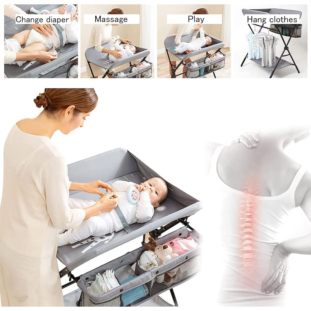 Portable Baby Changing Table with Wheels & Storage - Foldable Diaper Changing Station for Nursery, Travel & On-the-Go Parenting