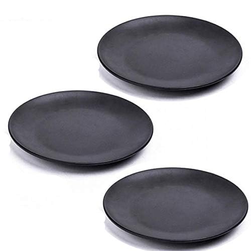 Premium Melamine Dinner Plates - 8 Inch Black Set of 3 | Lightweight & Durable Dishware for Outdoor Picnics, Camping, and Everyday Use