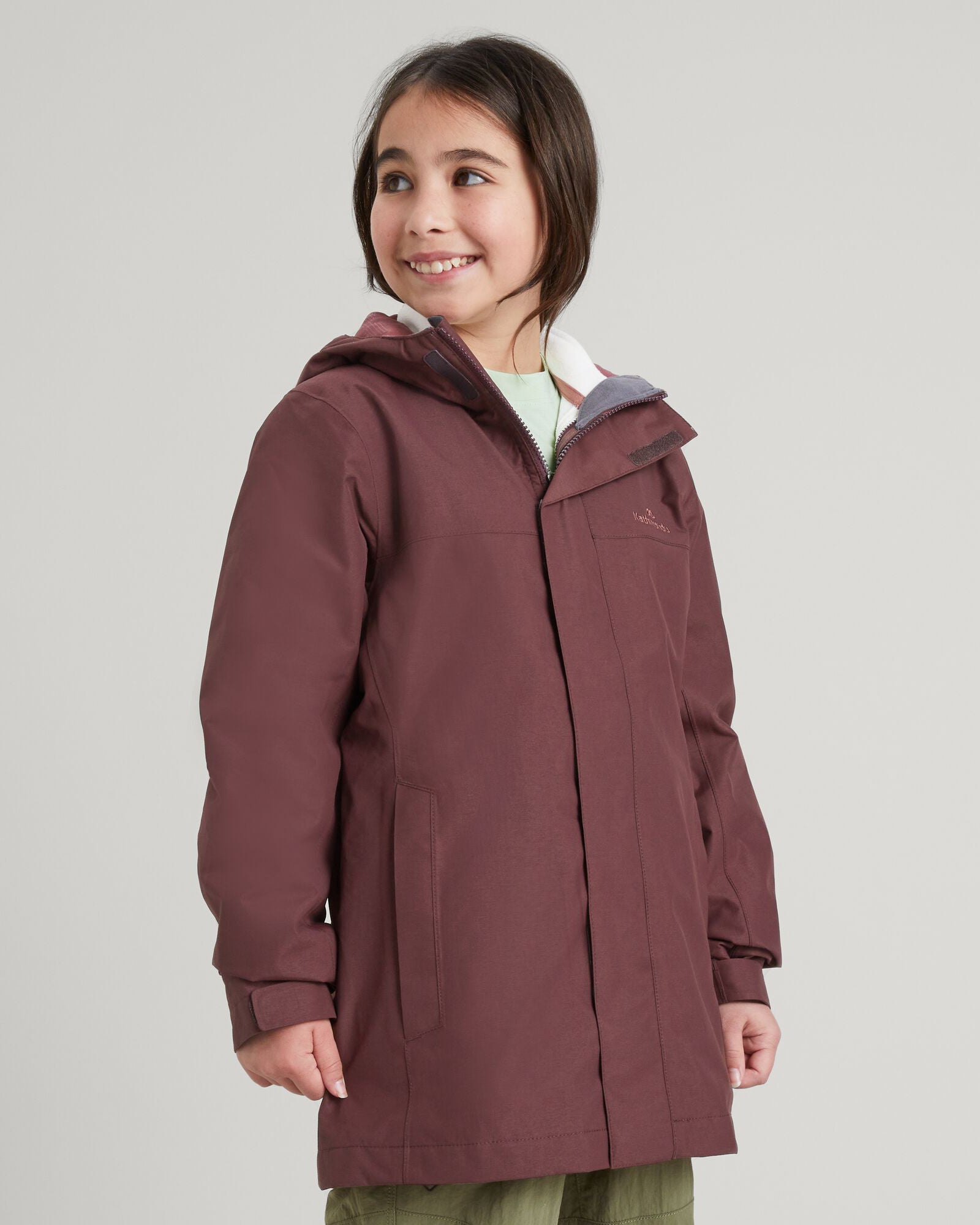 Isograd Girls' 3-in-1 Waterproof Winter Jacket with Hood - Pony Print & Vintage Style for Outdoor Play, School & Cold Weather