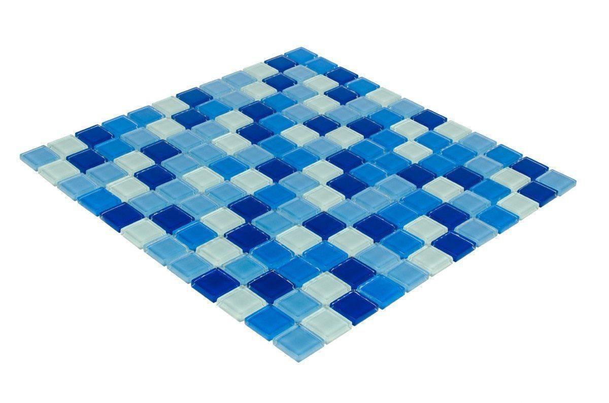 Blue Sky Blend 1x1 Inch Glass Mosaic Tile Backsplash - Peel and Stick Kitchen Backsplash for DIY Home Renovation, Bathroom & Shower Wall Decor