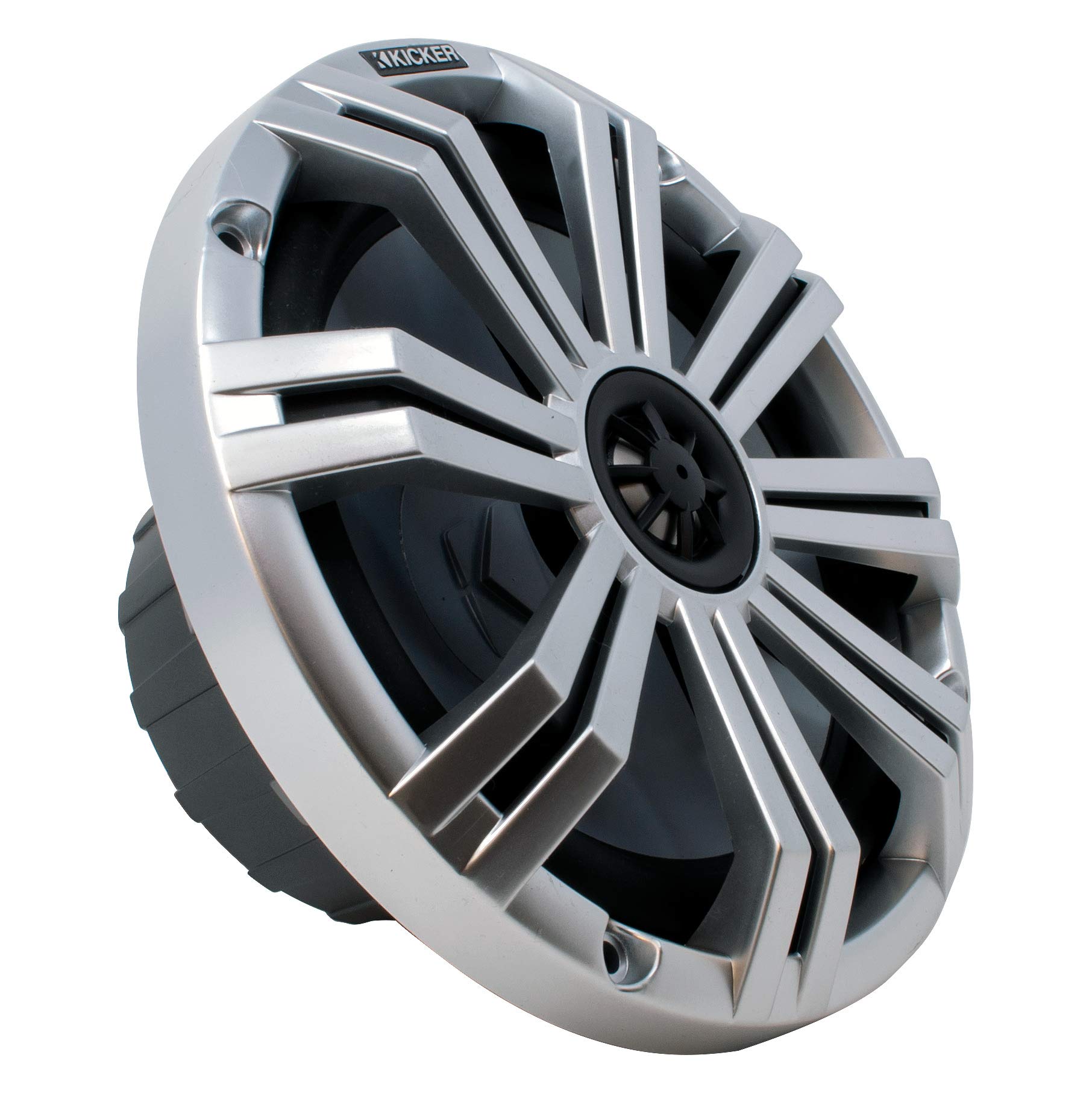 KICKER 8-Inch Silver Marine LED Speakers - 4-Pairs OEM Replacement Speakers for Boats, Yachts & Marine Audio Systems