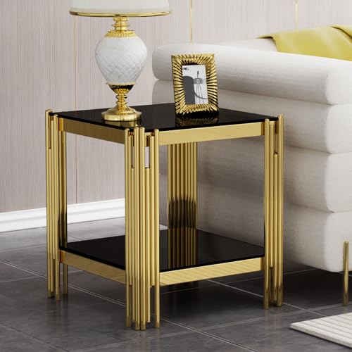 Black Glass End Table