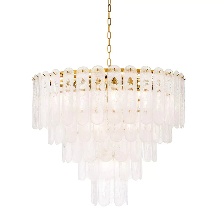 Riveria Modern Chandelier - Gold Finish with Frosted Glass Shades | Elegant Dining Room Lighting Fixture for Home Decor