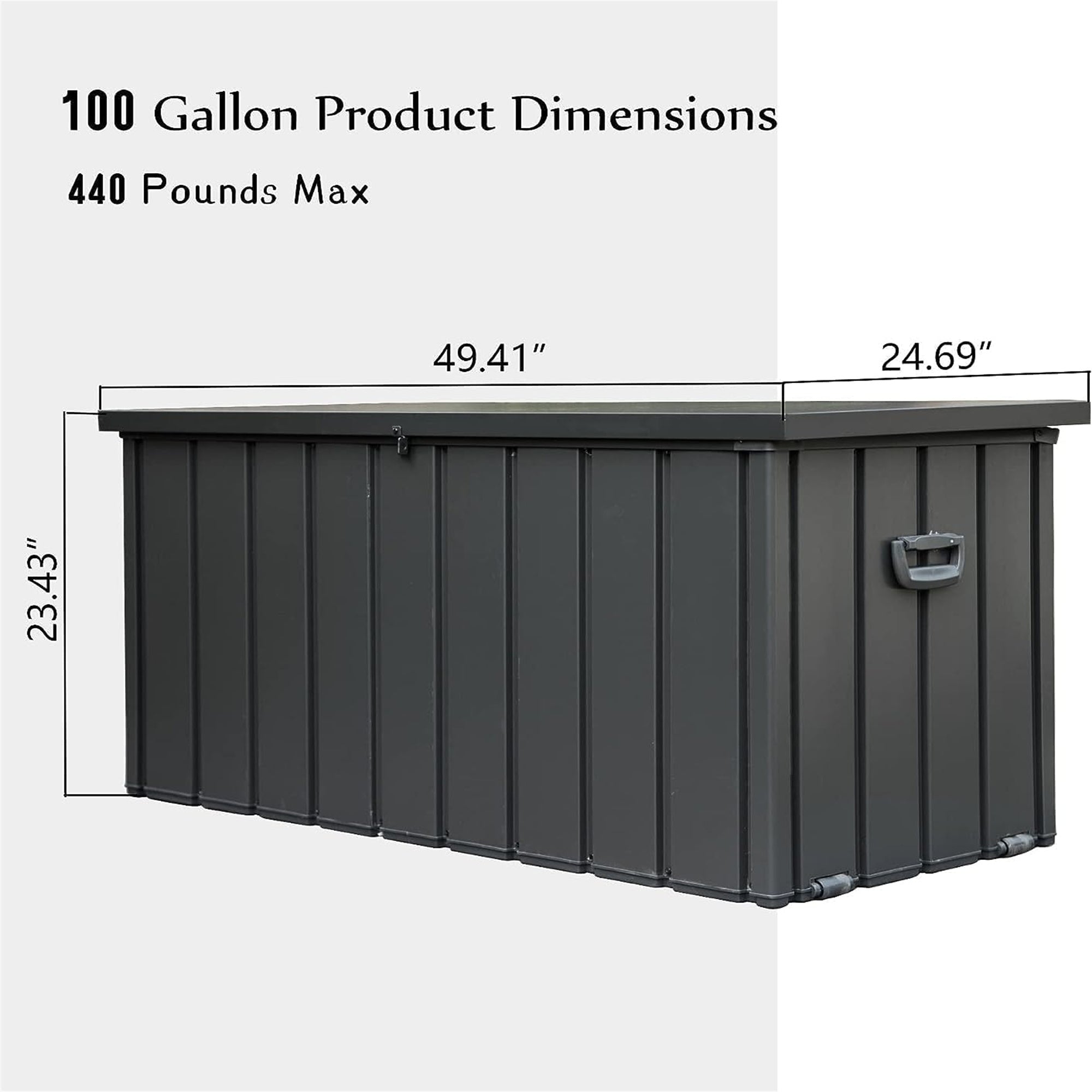 100 Gallon Waterproof Outdoor Storage Deck Box - Large Lockable Patio Storage Bin for Cushions, Pillows, Garden Tools (Dark Gray) - Perfect for Backyard, Deck, and Poolside Organization