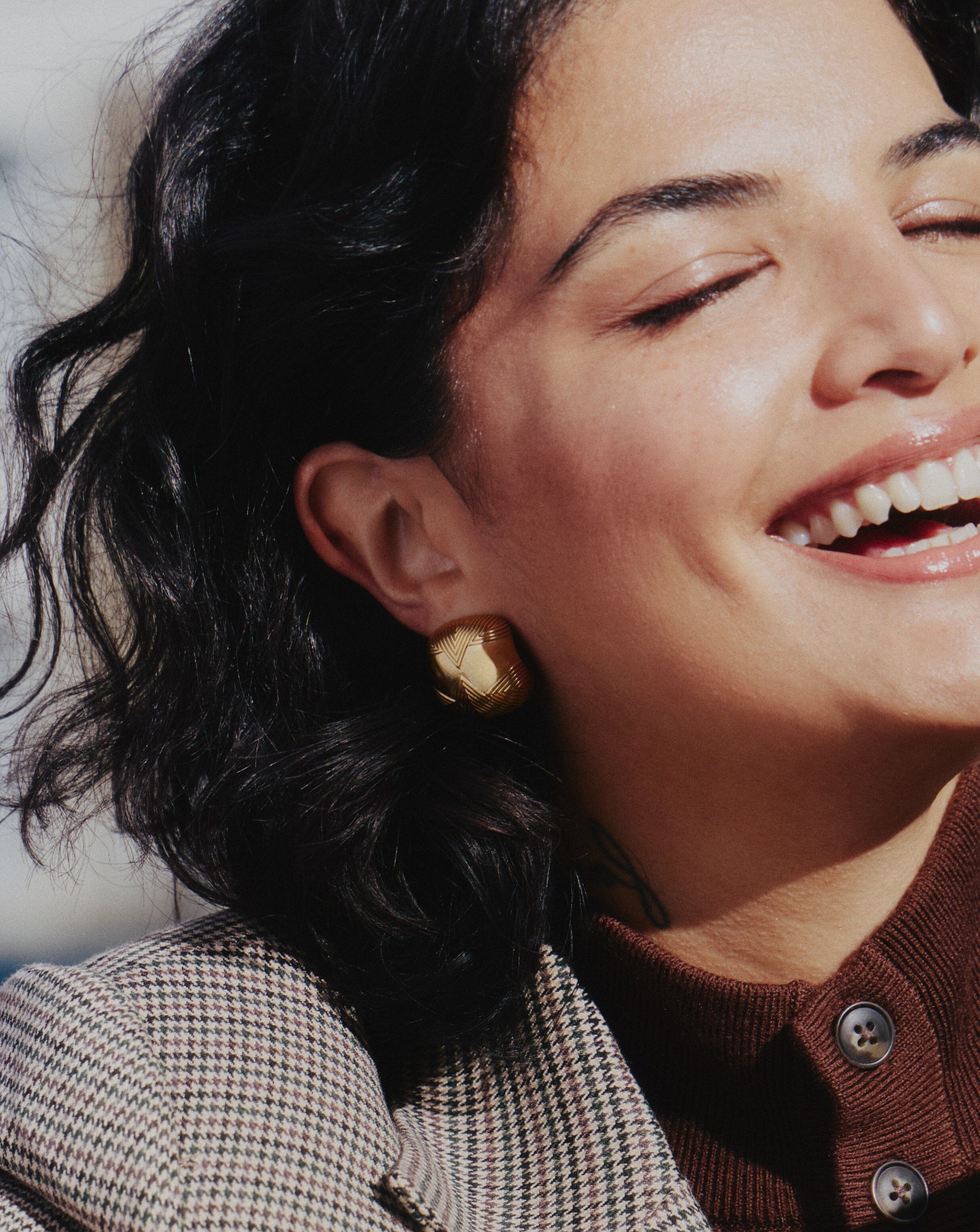 Hera Oversized Dome Ridge Stud Earrings - 18k Gold Plated Hoop Earrings for Women | Trendy Fashion Jewelry Gift for Birthday, Anniversary & Party Occasions