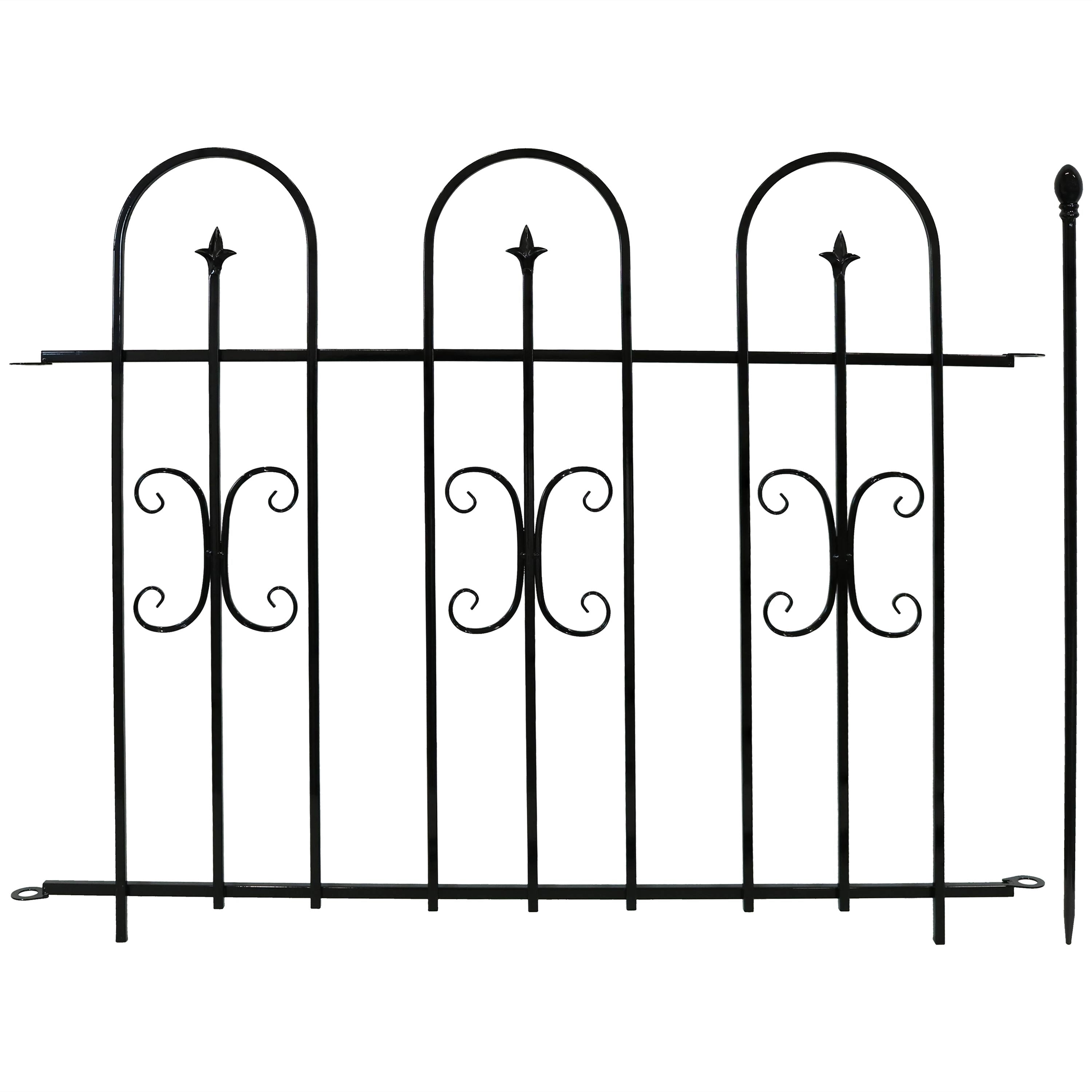 Sunnydaze 2-Piece Decorative Finial Border Fence - 8' Overall Length - Elegant Garden Edging for Flower Beds, Pathways & Outdoor Decor
