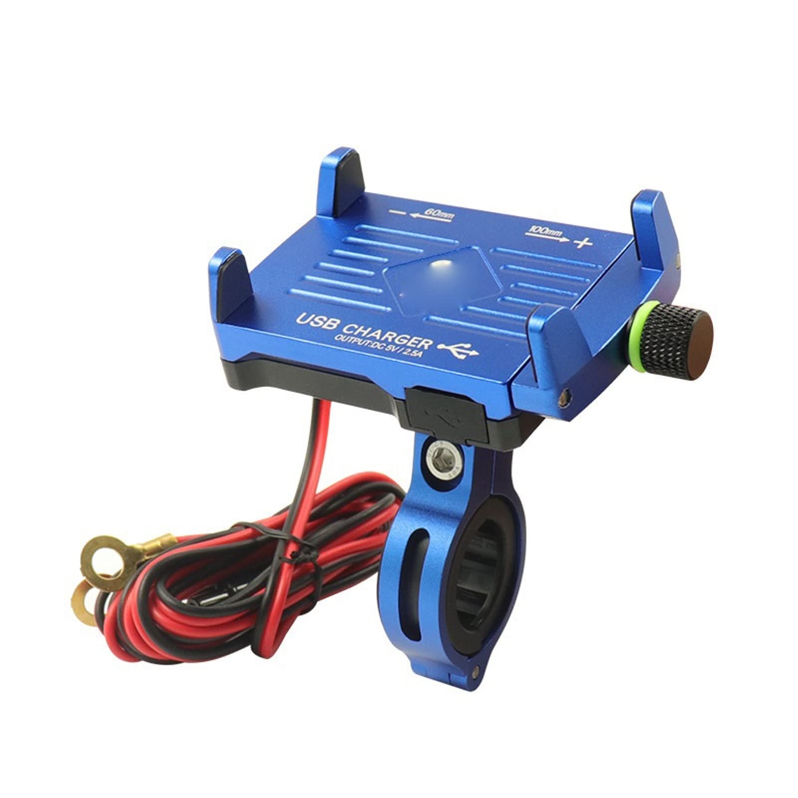 BIEDONGDA Aluminum Alloy Motorcycle Phone Holder with 12V/24V USB Charger - Adjustable Universal Smartphone Stand for Electric Cars & Motorcycles - Durable Bike Accessories for Commuting, Delivery & Adventure Rides (Blue)