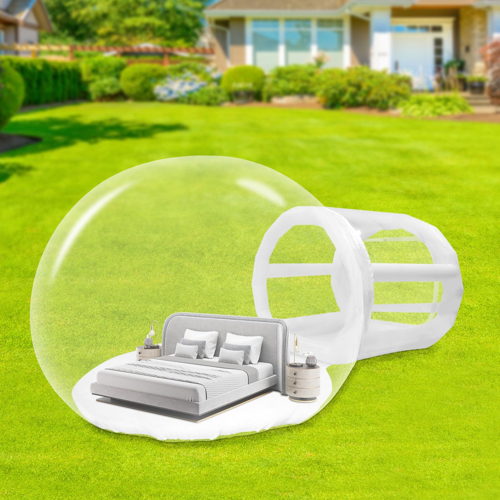 Inflatable Bubble Tent for Camping - Clear Transparent PVC Outdoor Dome Tent with Blower for 3-5 People | Perfect for Backyard, Garden, Glamping & Stargazing