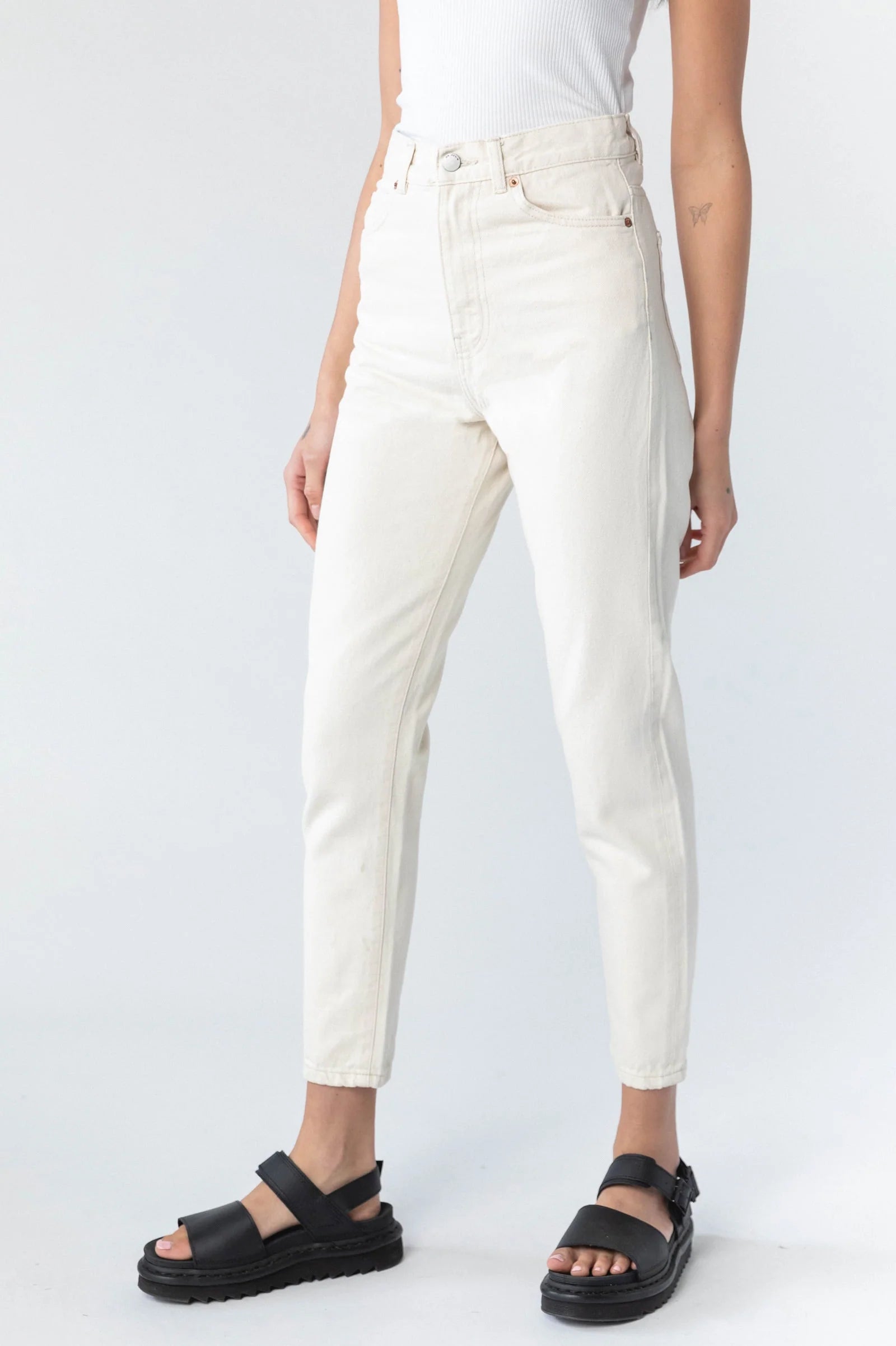 Nora Empress High Waisted Mom Jeans - Loom State Cream Wash Vintage Denim Pants for Women | Casual Wear, Street Style, Everyday Outfits