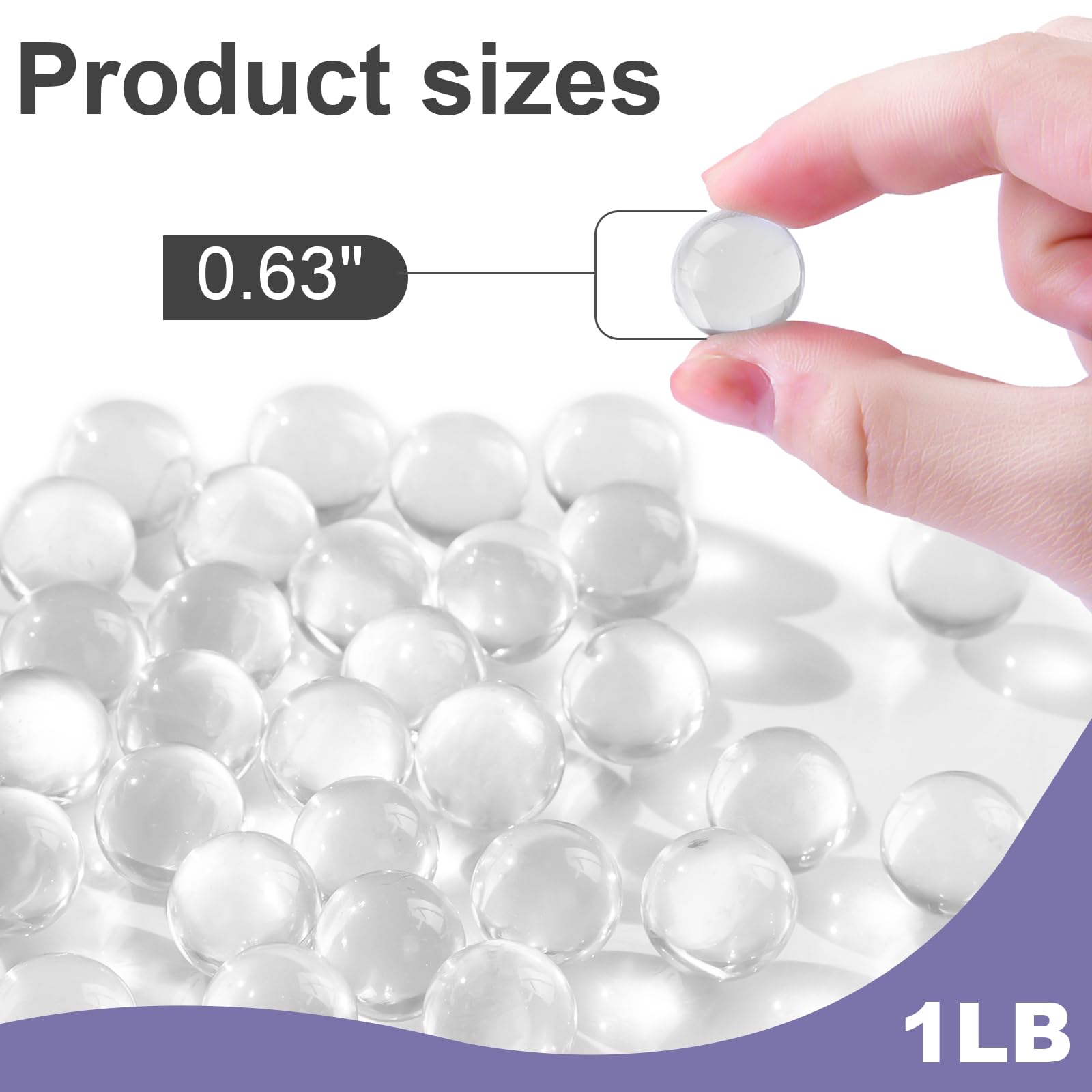 DomeStar 1LB Clear Glass Marbles Bulk - 0.63 Inch Vase Fillers for Home Decor, DIY Crafts, Floral Arrangements & Wedding Centerpieces