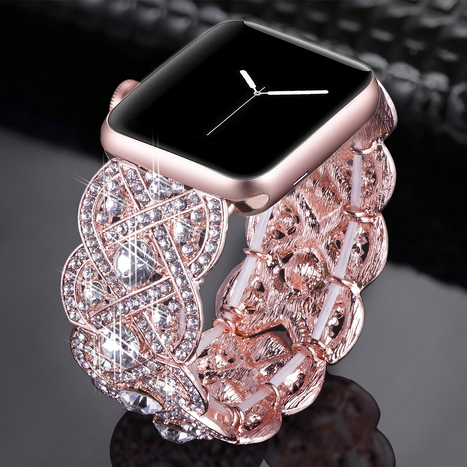VIQIV Bling Bands for Apple Watch 40mm 44mm - Diamond Rhinestone Stainless Steel Metal Bracelet Strap Compatible with iWatch Series 1/2/3/4 - Elegant Women's Wristband for Parties, Weddings & Everyday Wear