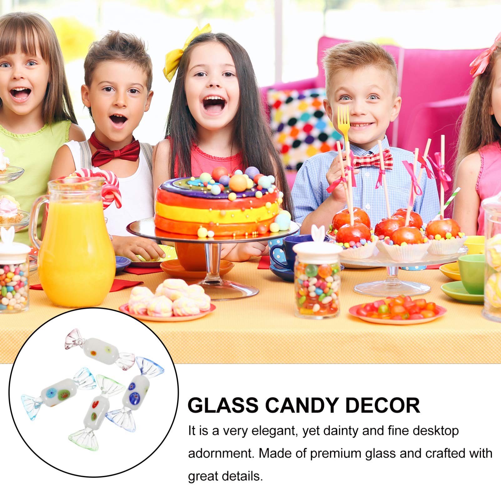 VOSAREA 4-Piece Glass Candy Jar Set - Decorative Sweets Container for Home, Kitchen & Party Decor - Perfect for Candy Display, Wedding Centerpieces & Holiday Decorations