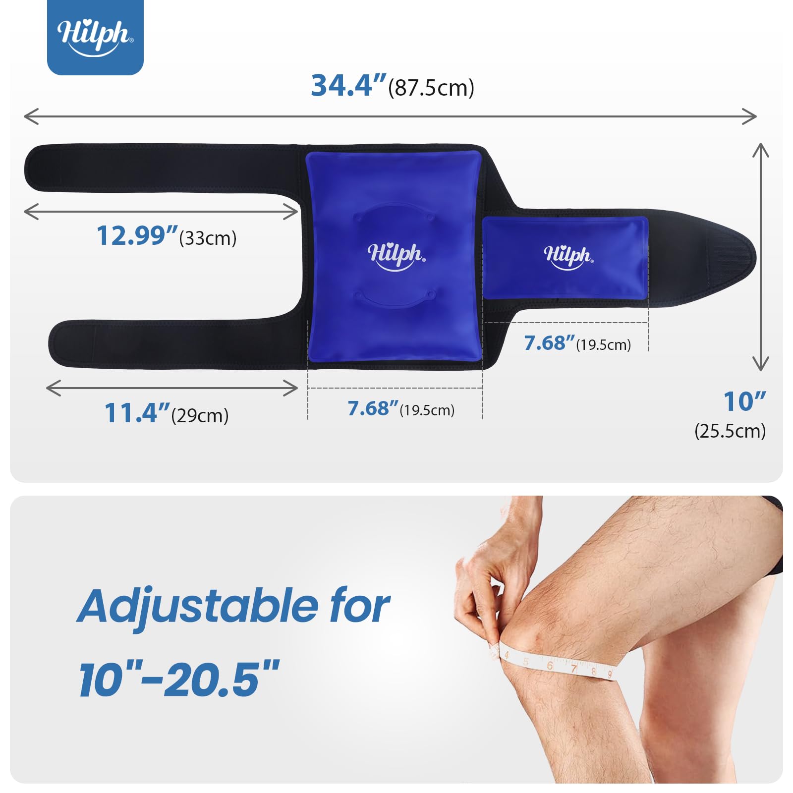 Reusable Gel Knee Ice Pack Wrap for Pain Relief - Cold Therapy for Knee Replacement Surgery, Meniscus Tear, Osteoarthritis & Bursitis | Adjustable Wrap Around Entire Knee | Blue | Perfect for Post-Surgery Recovery, Sports Injuries & Joint Swelling