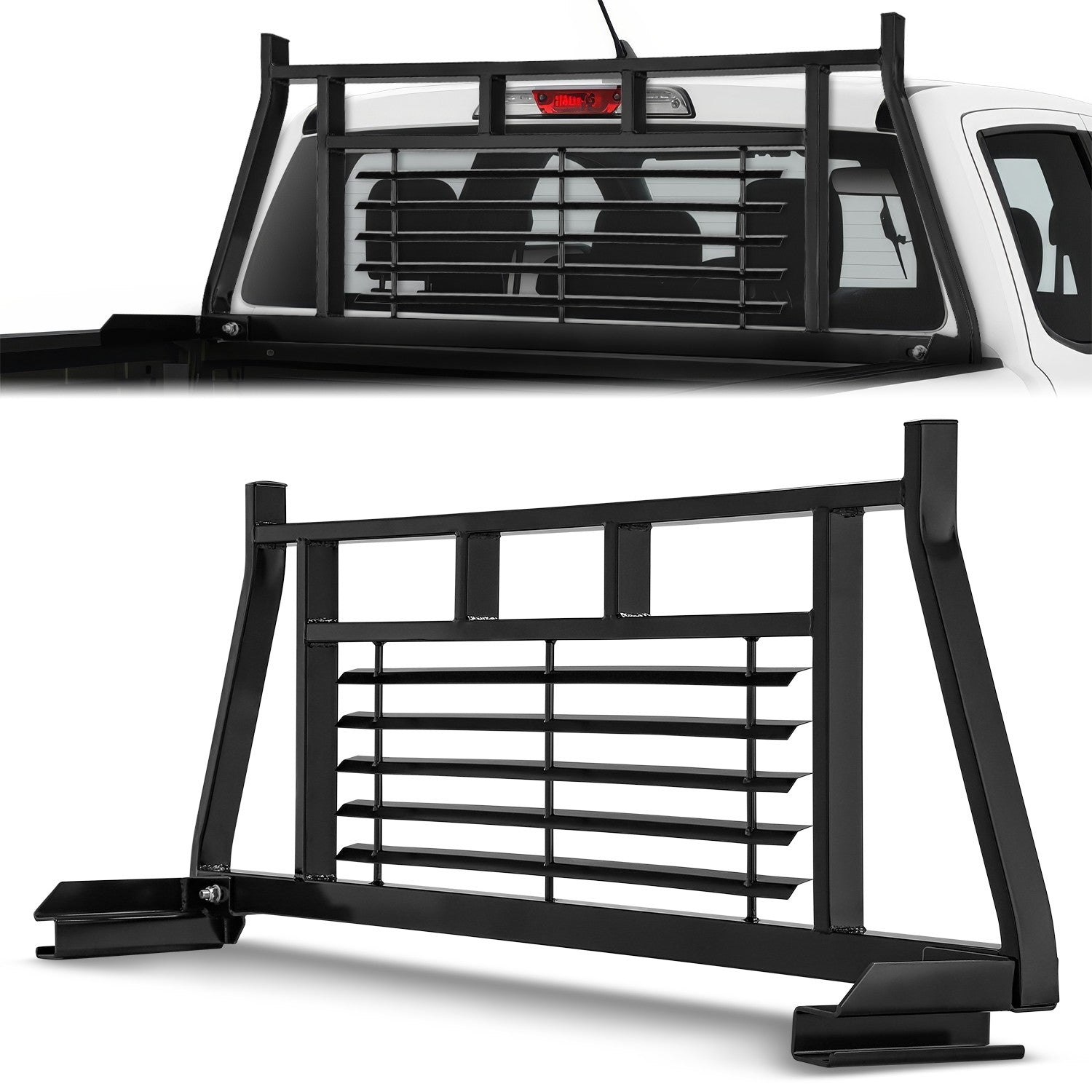 1 X 2 Inch Steel Tubing Headache Rack for 2019-2023 Ford Ranger Pickup Truck - Heavy Duty Rear Window Protection & Cargo Security for Off-Roading & Work Trucks