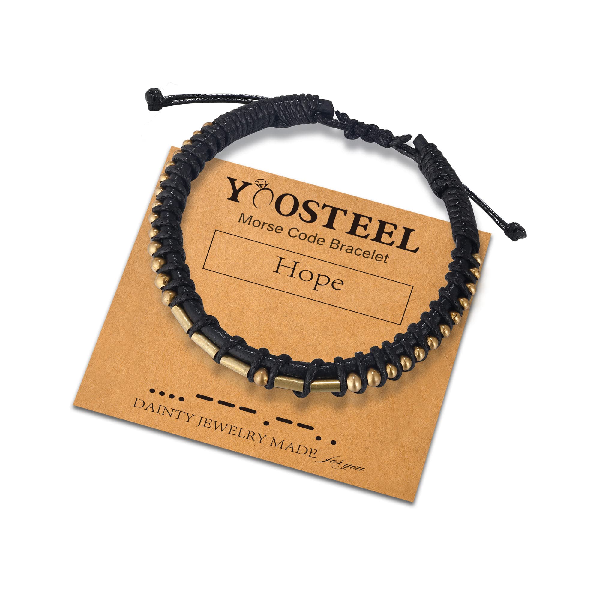 Yoosteel Adjustable Leather Morse Code Bracelet for Women & Men - Inspirational Friendship & Birthday Gift Jewelry - Perfect for Daily Wear, Gifts & Special Occasions