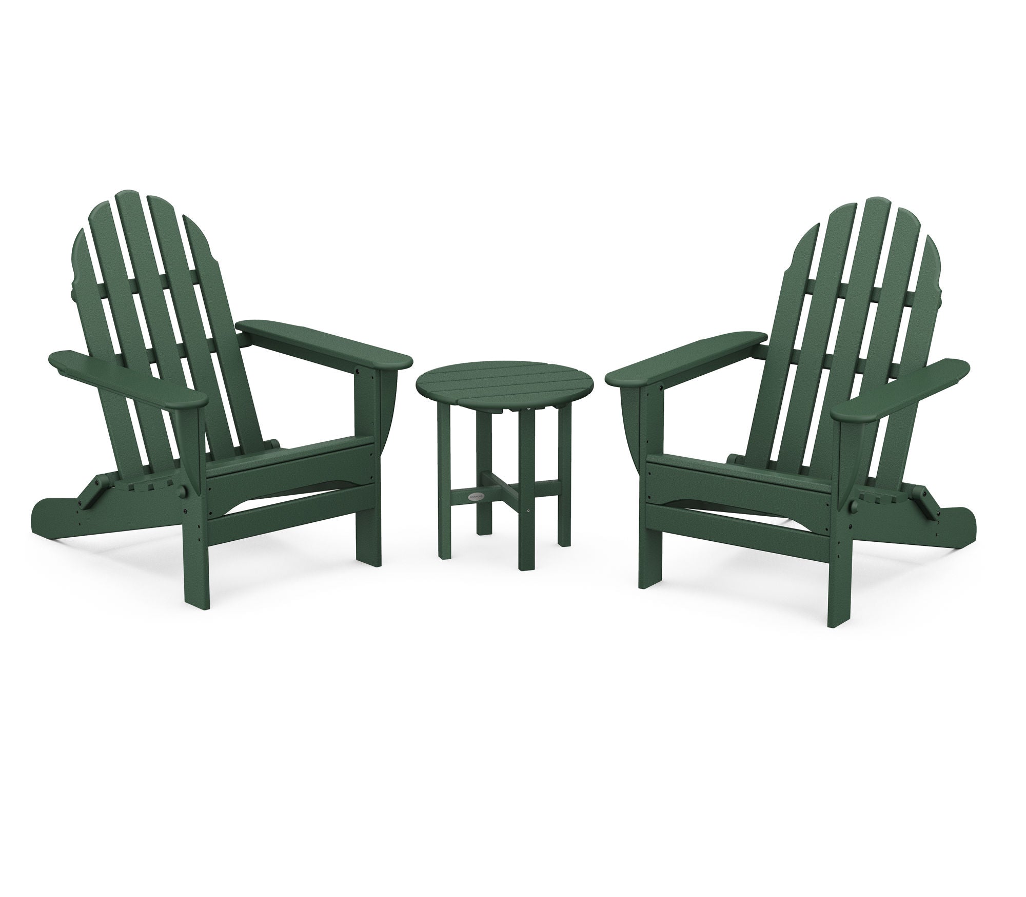 POLYWOOD Classic Folding Adirondack Chair 3-Piece Set - Outdoor Patio Furniture for Deck, Poolside & Garden Relaxation