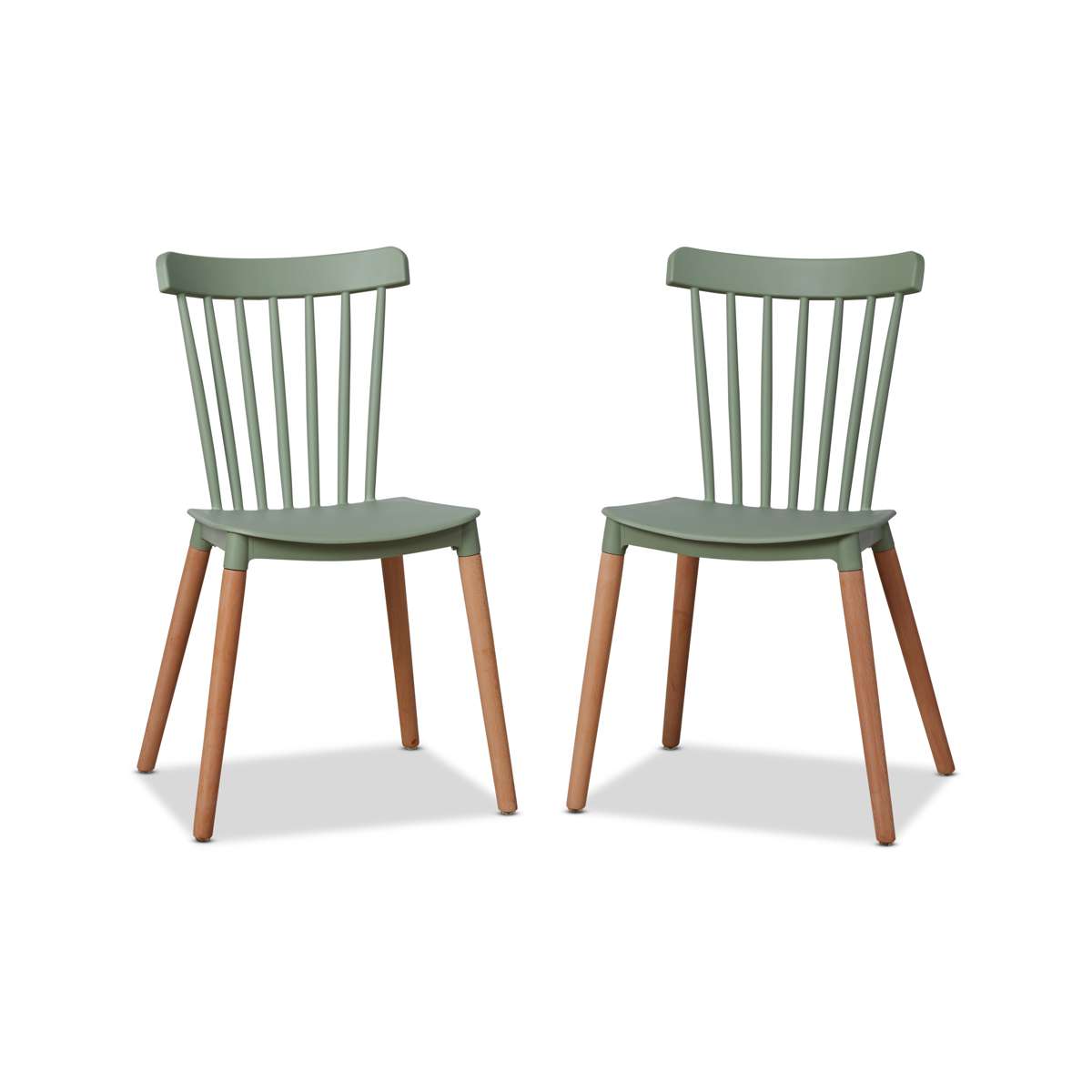 Frida Dining Chair Set of 2 - Sage Green Upholstered Modern Kitchen Chairs for Dining Room, Breakfast Nook, and Home Decor