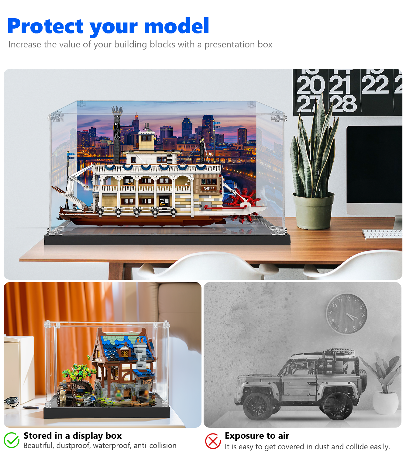 LEGO® Ideas River Steamboat 21356 Display Case - Premium Acrylic Showcase for Collectible LEGO Sets - Perfect for Home Decor, Office Display & Gift Giving