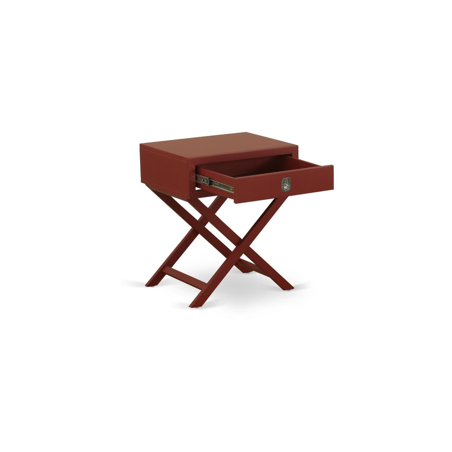 East West Furniture HANE13 Small Rectangular Side Table with Drawer - Burgundy Finish - Compact Living Room, Bedroom, or Office Accent Table - 1-Pack