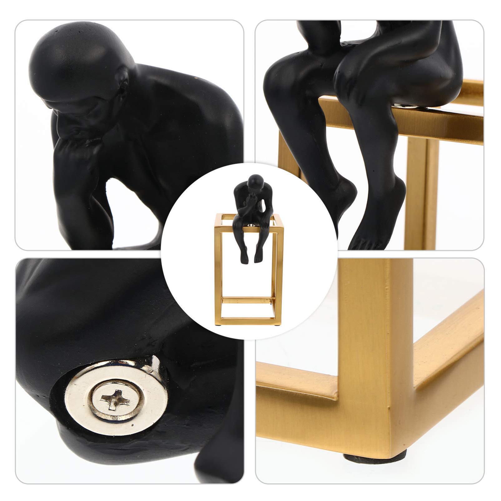 BESPORTBLE Little Black Iron Thinker Statue - Desktop Decor, Tabletop Ornament, Photography Prop | Perfect for Home Office, Bookshelf Display & Artistic Photography Backdrops