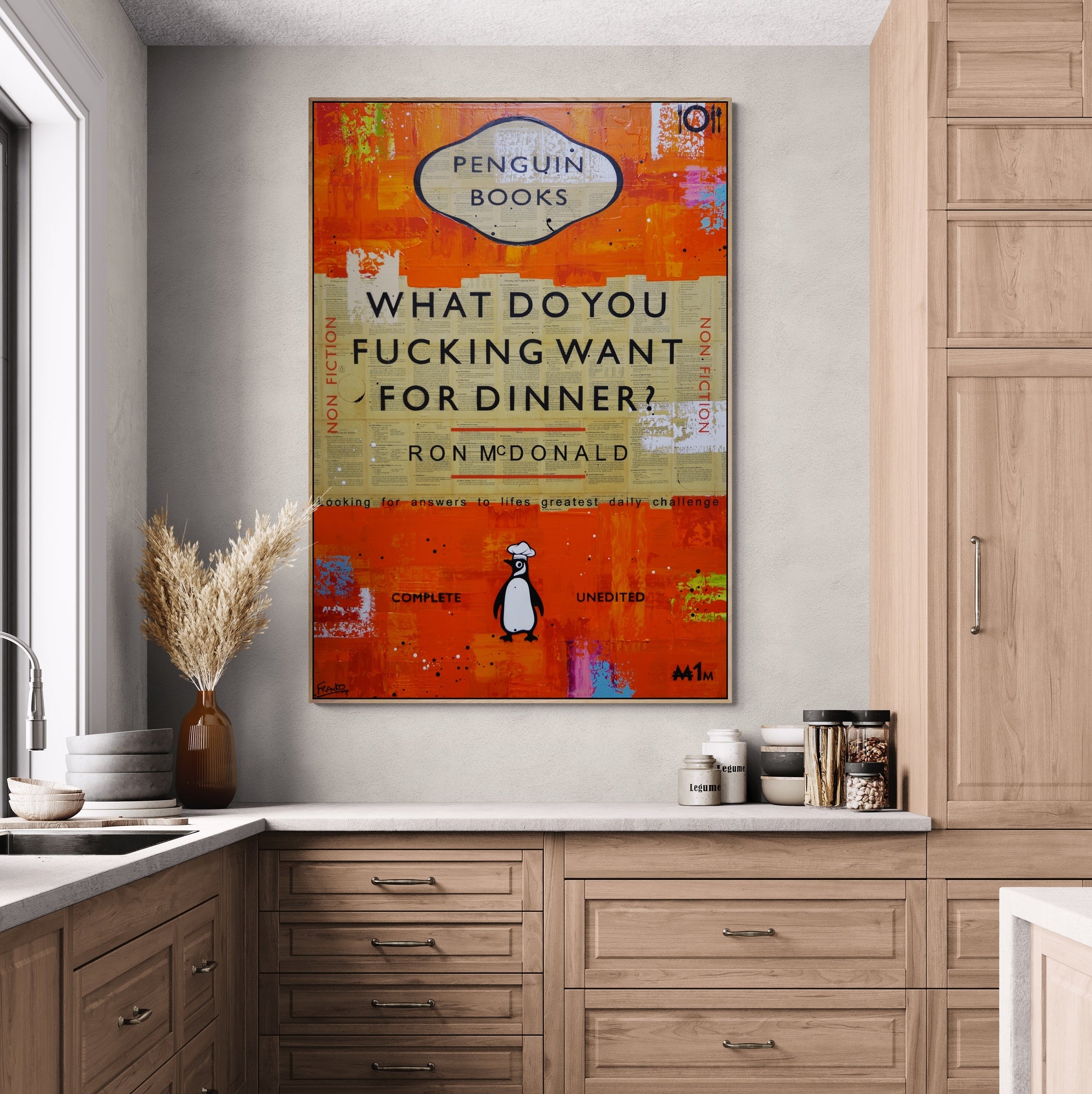 140cm x 100cm Modern Urban Pop Art Painting for Dining Room Decor - Perfect for Kitchen, Restaurant, Book Club & Contemporary Home Interior Design